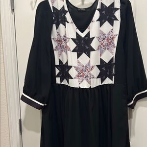 Black and White Star Pattern Dress